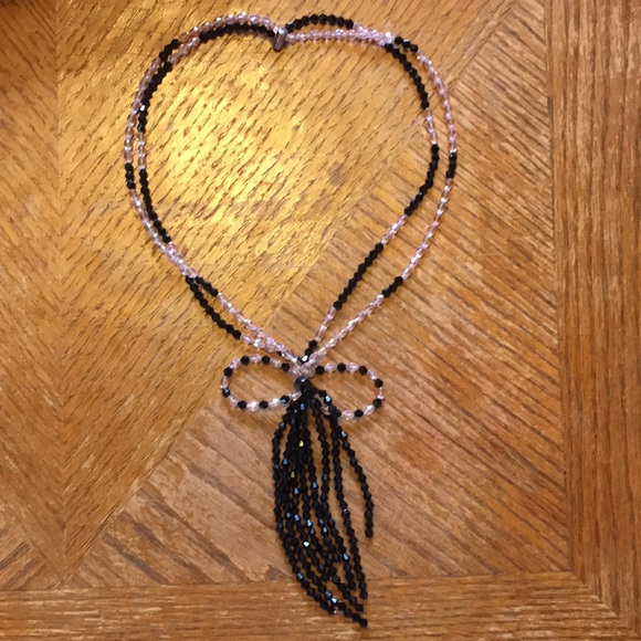Pink and Black Beaded Necklace - Picture 2 of 5